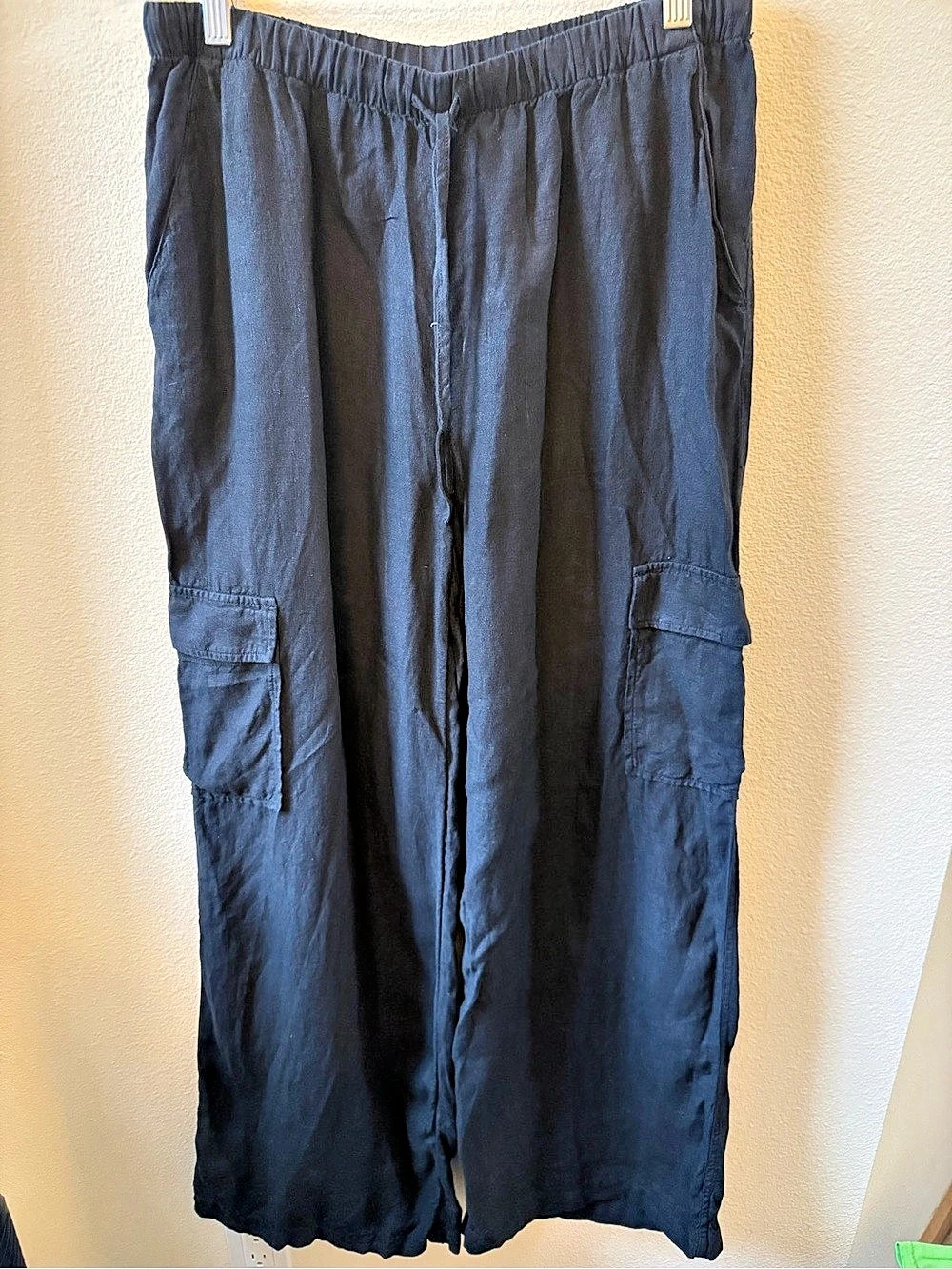 Caslon Linen Wide Leg Pants in Black Size Medium